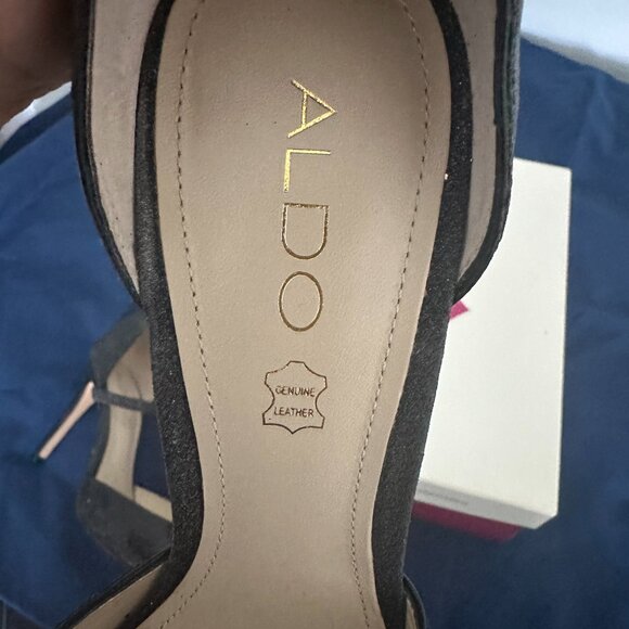 Black Glitter Stiletto Pumps / Heels with Ankle Strap - Picture 4 of 6